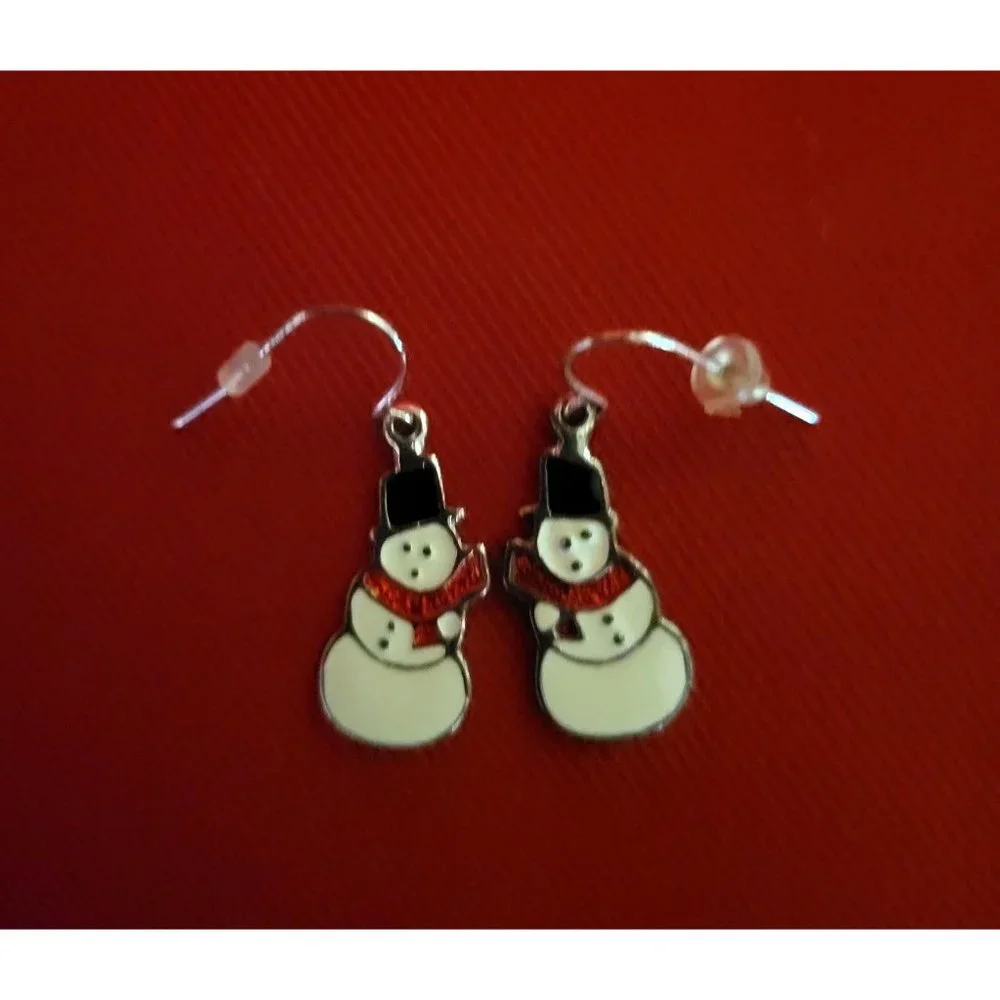 Christmas Earrings Holiday Snowman Green Christmas Balls Red Boots Set of 3